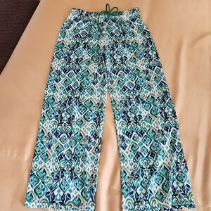Stylish Women's Geometric Print Pants in Blue and Green